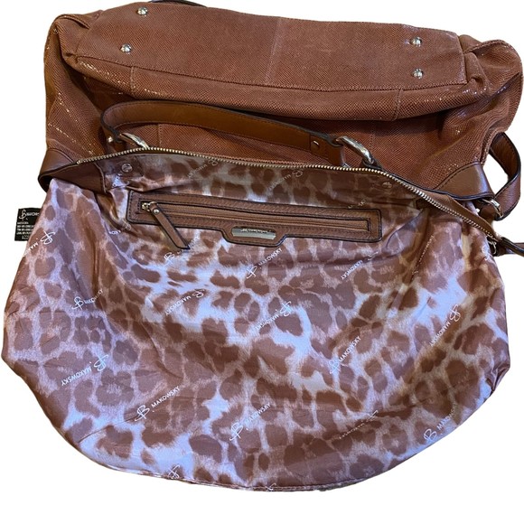 B Makowsky Brown Lombard Leather Designer Satchel Crossbody Bag - Picture 13 of 14